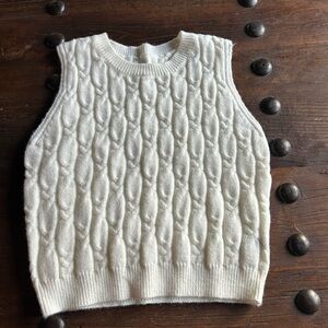 Cider Ivory Cable Knit Sleeveless Sweater